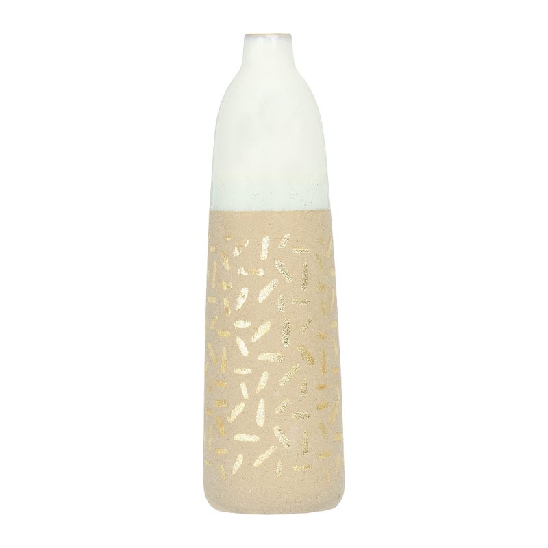 Main + Mesa Stoneware Vase with Gold Pattern - Image 1